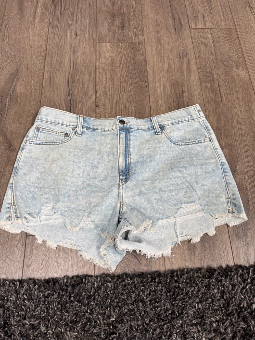 aerie Light Wash Distressed Denim Jean Shorts